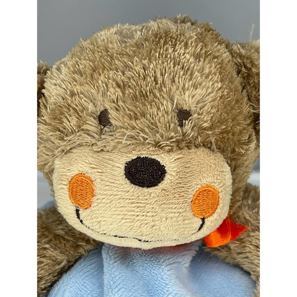 Carters Blue MONKEY "I’m Bananas" Silky Swaddling Blanket Blankie Lovey RattleC - Picture 2 of 9
